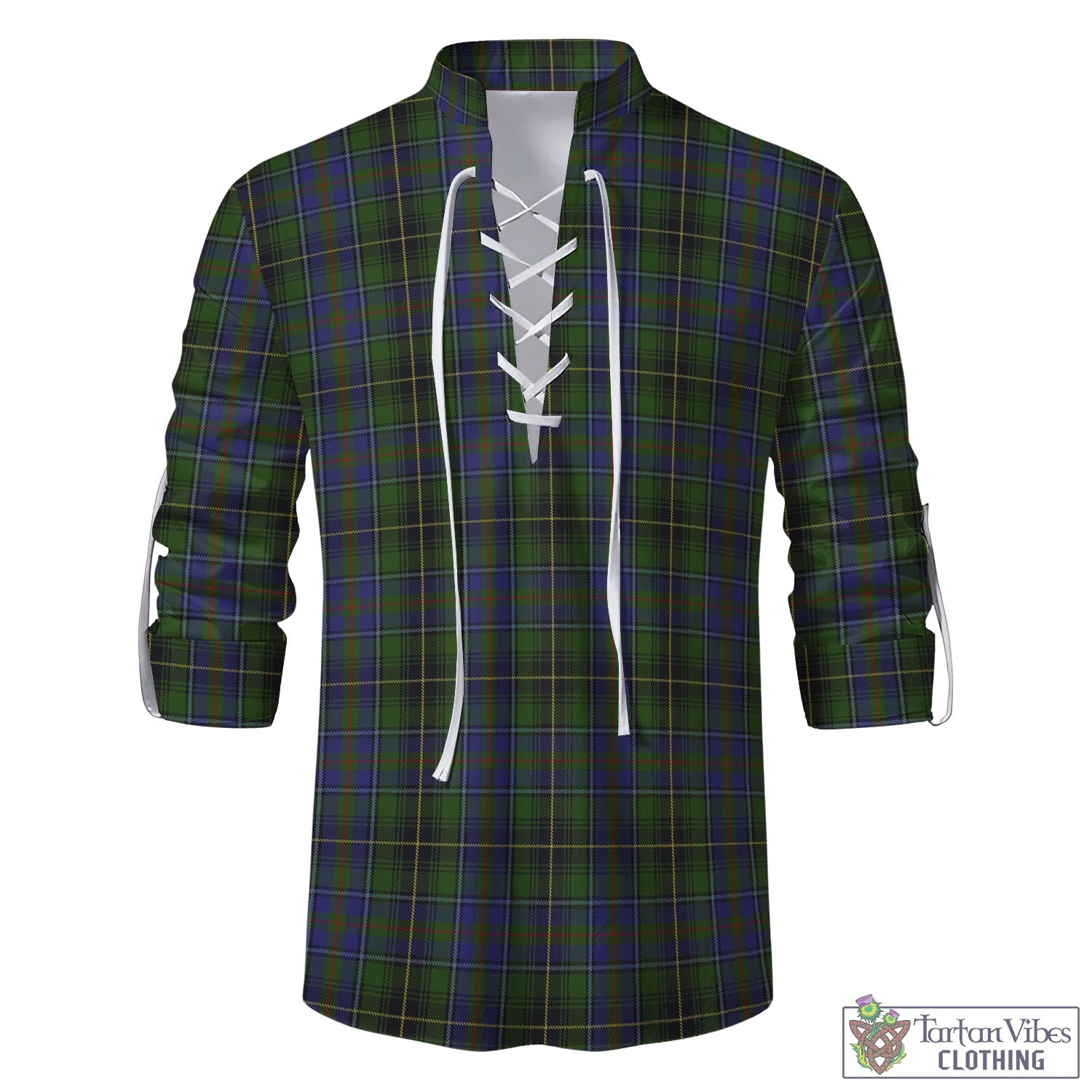 Tartan Vibes Clothing MacInnes Tartan Men's Scottish Traditional Jacobite Ghillie Kilt Shirt