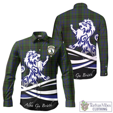 MacInnes (McInnes) Tartan Long Sleeve Button Up Shirt with Alba Gu Brath Regal Lion Emblem