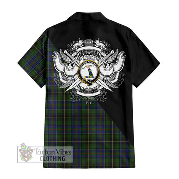 MacInnes (McInnes) Tartan Hawaiian Shirt with Family Crest and Military Logo Style