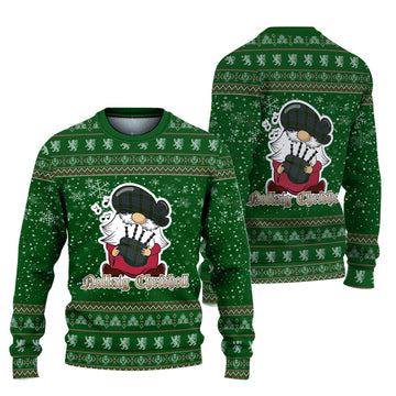 MacInnes (McInnes) Clan Christmas Family Ugly Sweater with Funny Gnome Playing Bagpipes