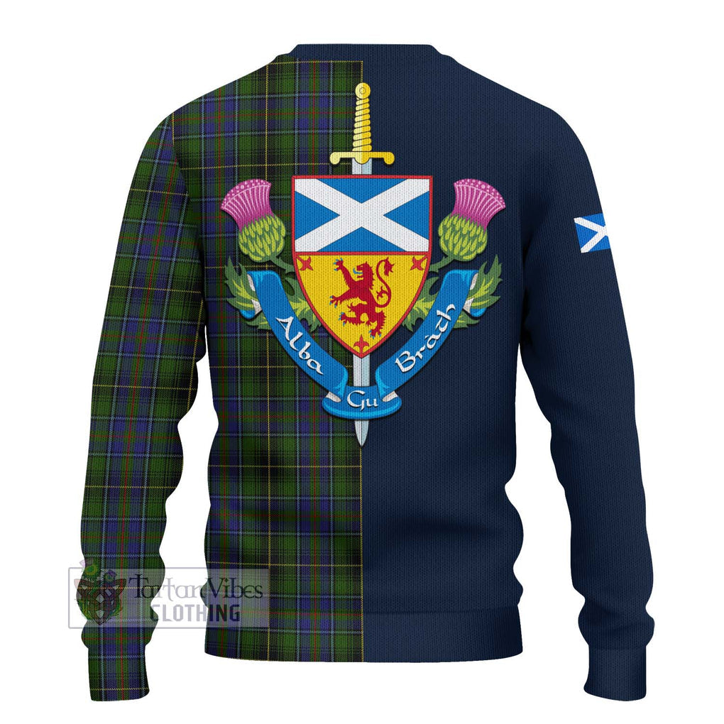 Tartan Vibes Clothing MacInnes Tartan Knitted Sweater with Scottish Lion Royal Arm Half Style
