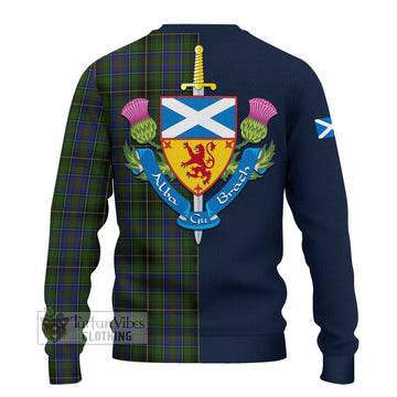 Tartan Vibes Clothing MacInnes Tartan Knitted Sweater with Scottish Lion Royal Arm Half Style