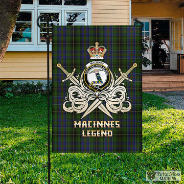 MacInnes (McInnes) Tartan Garden Flag with Clan Crest and the Golden Sword of Courageous Legacy