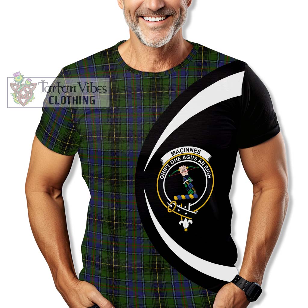 MacInnes (McInnes) Tartan T-Shirt with Family Crest Circle Style - Tartan Vibes Clothing