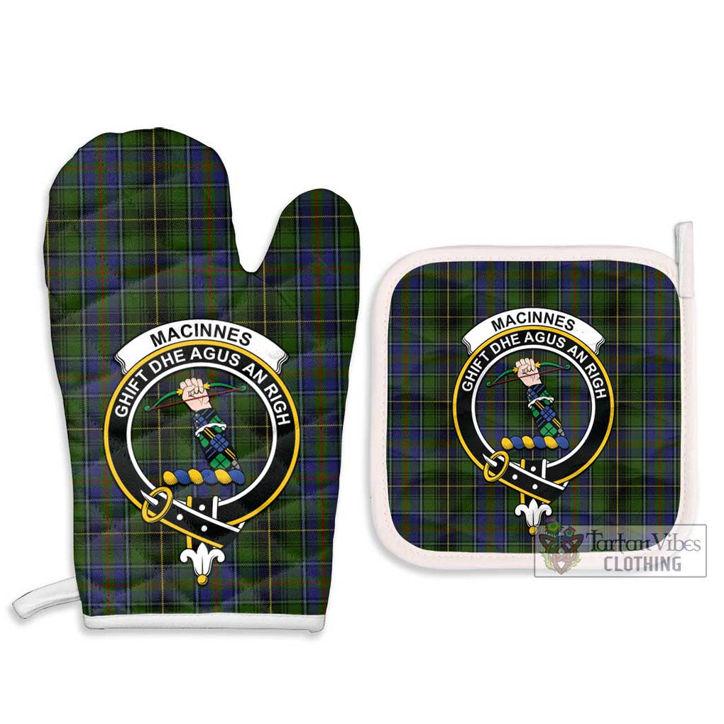 MacInnes (McInnes) Tartan Combo Oven Mitt & Pot-Holder with Family Crest Combo 1 Oven Mitt & 2 Pot-Holder White - Tartan Vibes Clothing