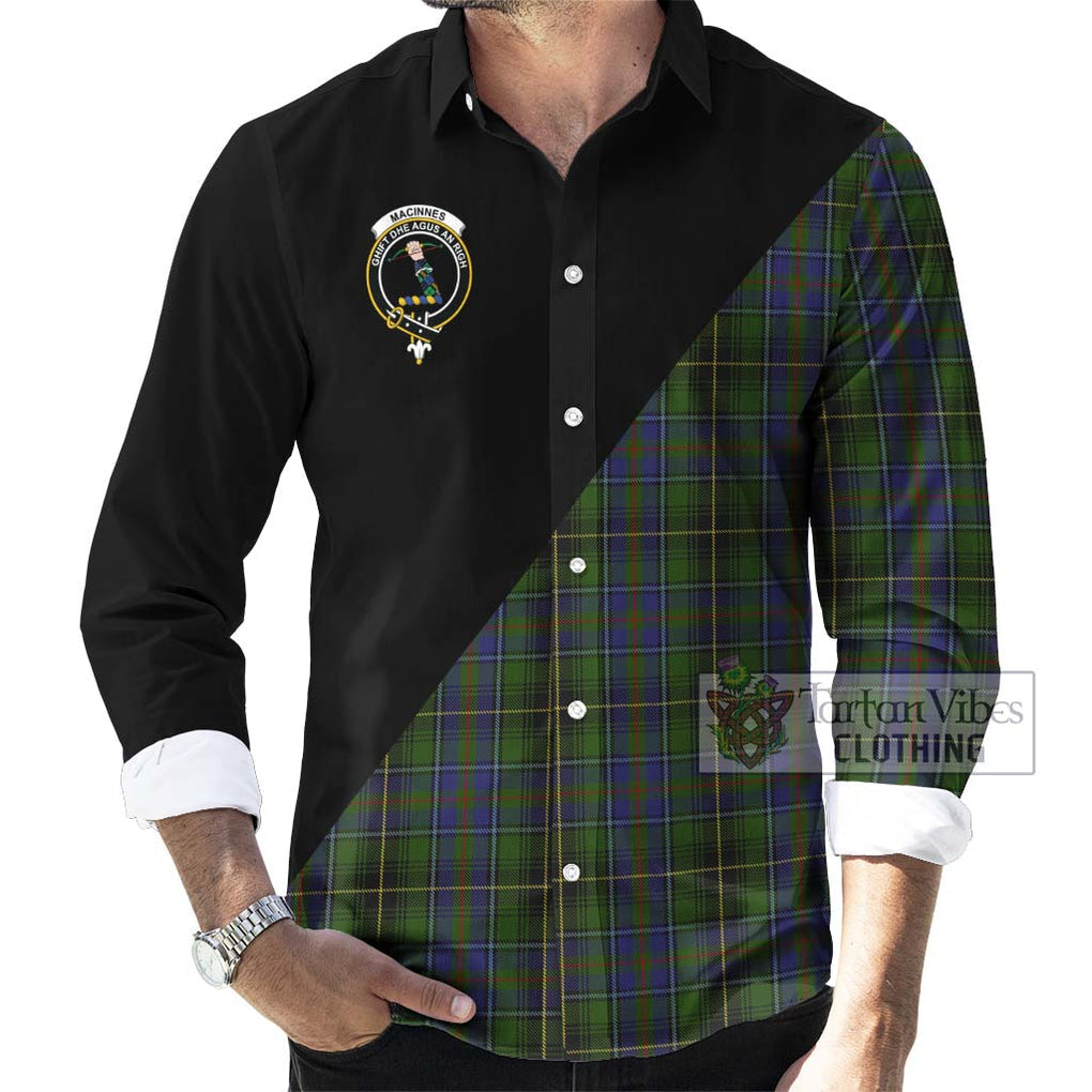 MacInnes (McInnes) Tartan Long Sleeve Button Shirt with Family Crest and Military Logo Style - Tartanvibesclothing Shop