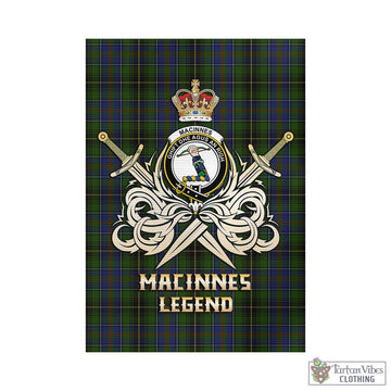 MacInnes (McInnes) Tartan Garden Flag with Clan Crest and the Golden Sword of Courageous Legacy