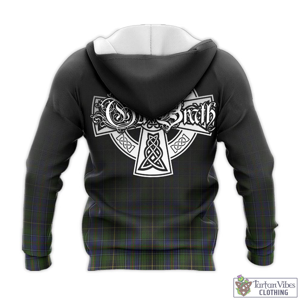 Tartan Vibes Clothing MacInnes Tartan Knitted Hoodie Featuring Alba Gu Brath Family Crest Celtic Inspired