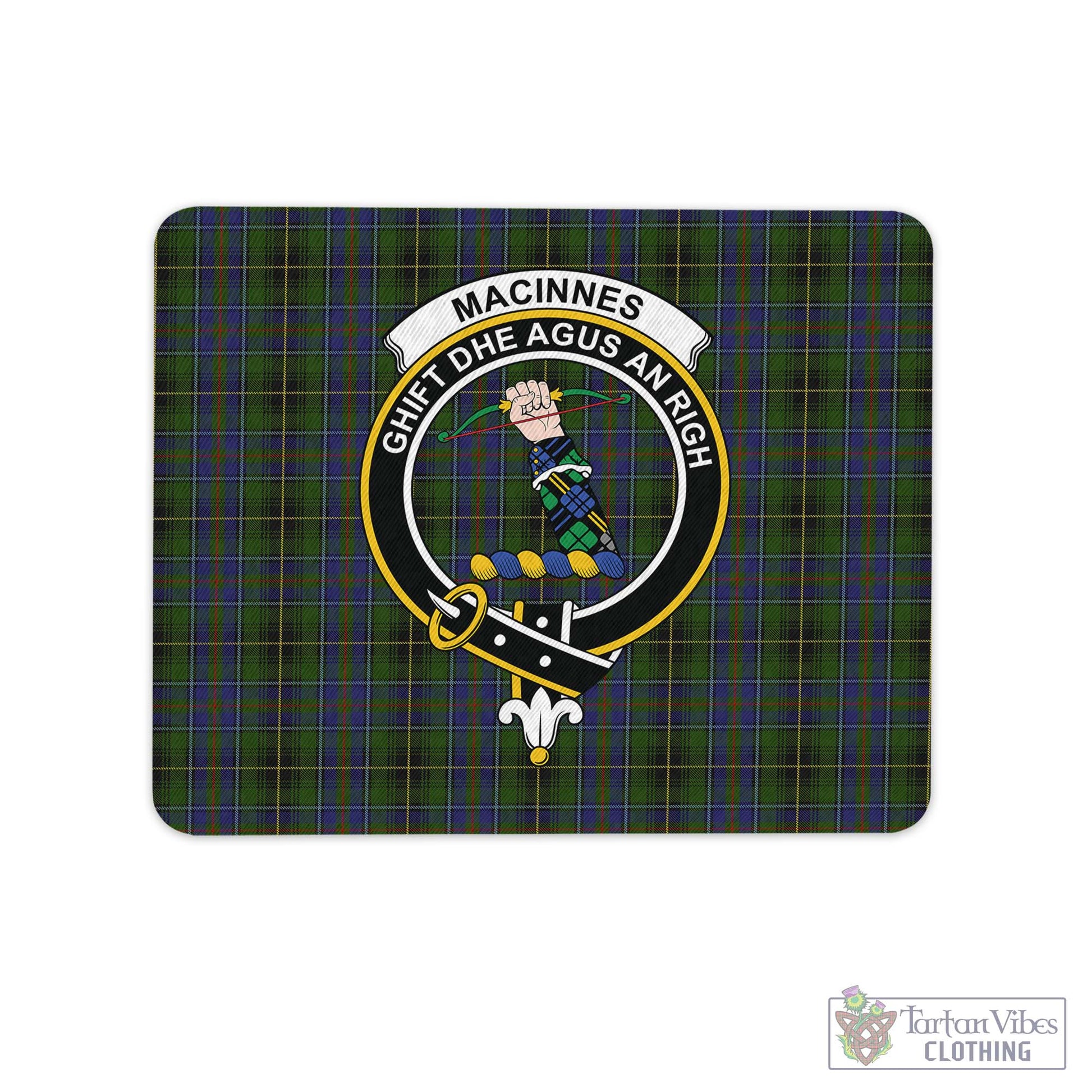 Tartan Vibes Clothing MacInnes Tartan Mouse Pad with Family Crest