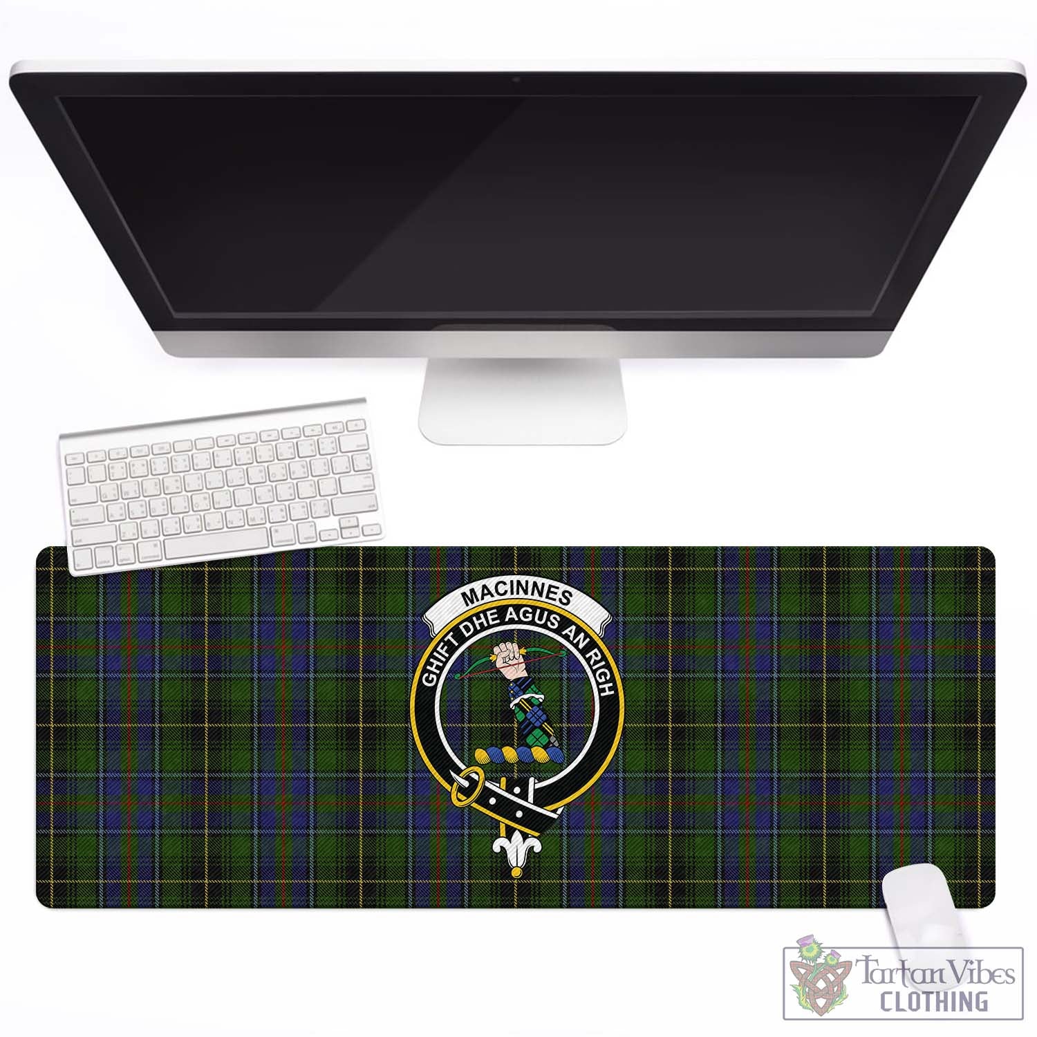 Tartan Vibes Clothing MacInnes Tartan Mouse Pad with Family Crest