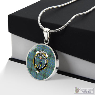 MacInnes Ancient Tartan Circle Necklace with Family Crest