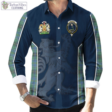 MacInnes Ancient Tartan Long Sleeve Button Up Shirt with Family Crest and Lion Rampant Vibes Sport Style