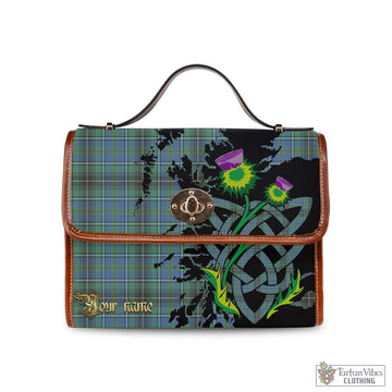 MacInnes Ancient Tartan Waterproof Canvas Bag with Scotland Map and Thistle Celtic Accents