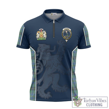 MacInnes Ancient Tartan Zipper Polo Shirt with Family Crest and Lion Rampant Vibes Sport Style