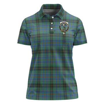MacInnes Ancient Tartan Polo Shirt with Family Crest For Women