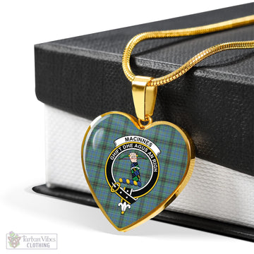 MacInnes Ancient Tartan Heart Necklace with Family Crest