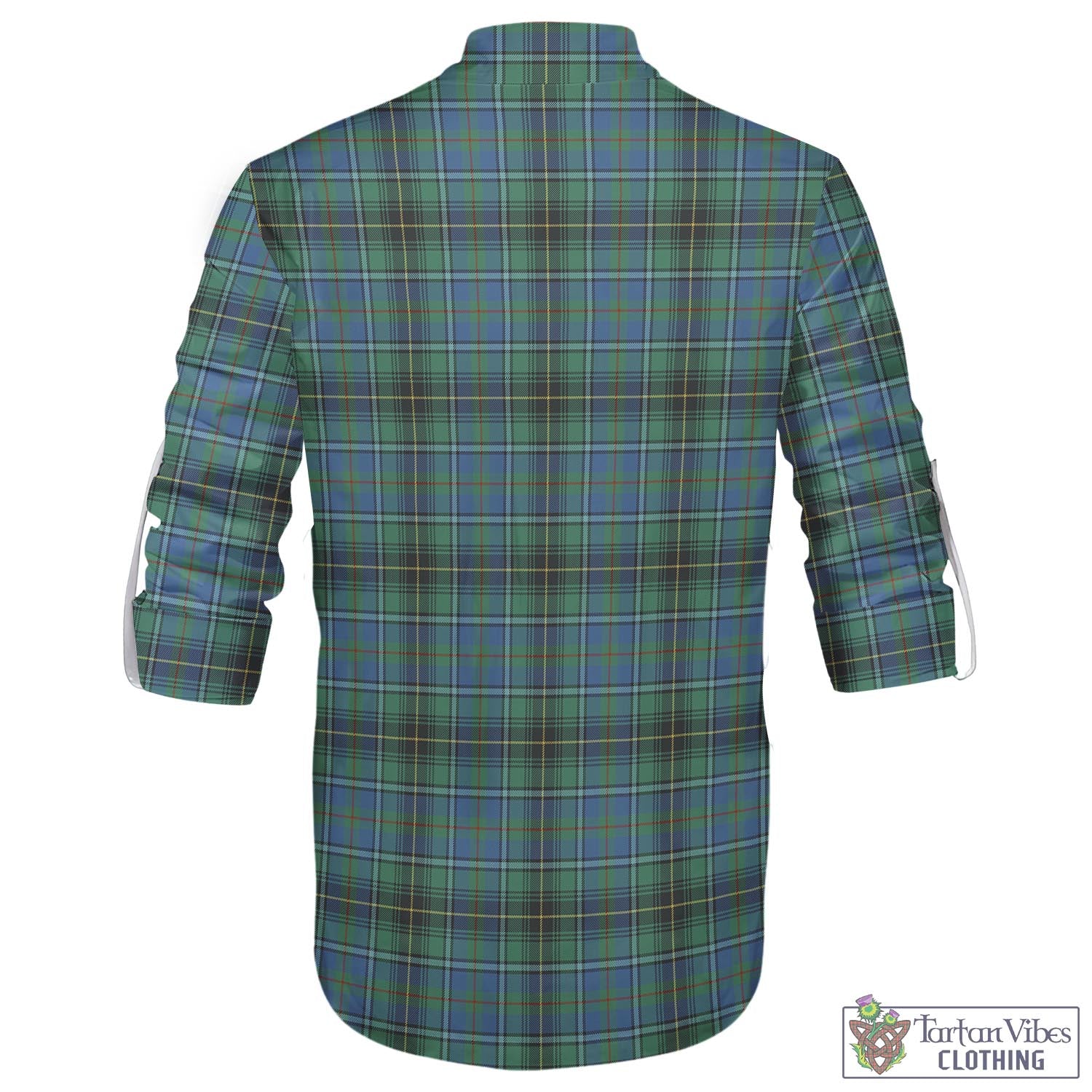 Tartan Vibes Clothing MacInnes Ancient Tartan Men's Scottish Traditional Jacobite Ghillie Kilt Shirt with Family Crest