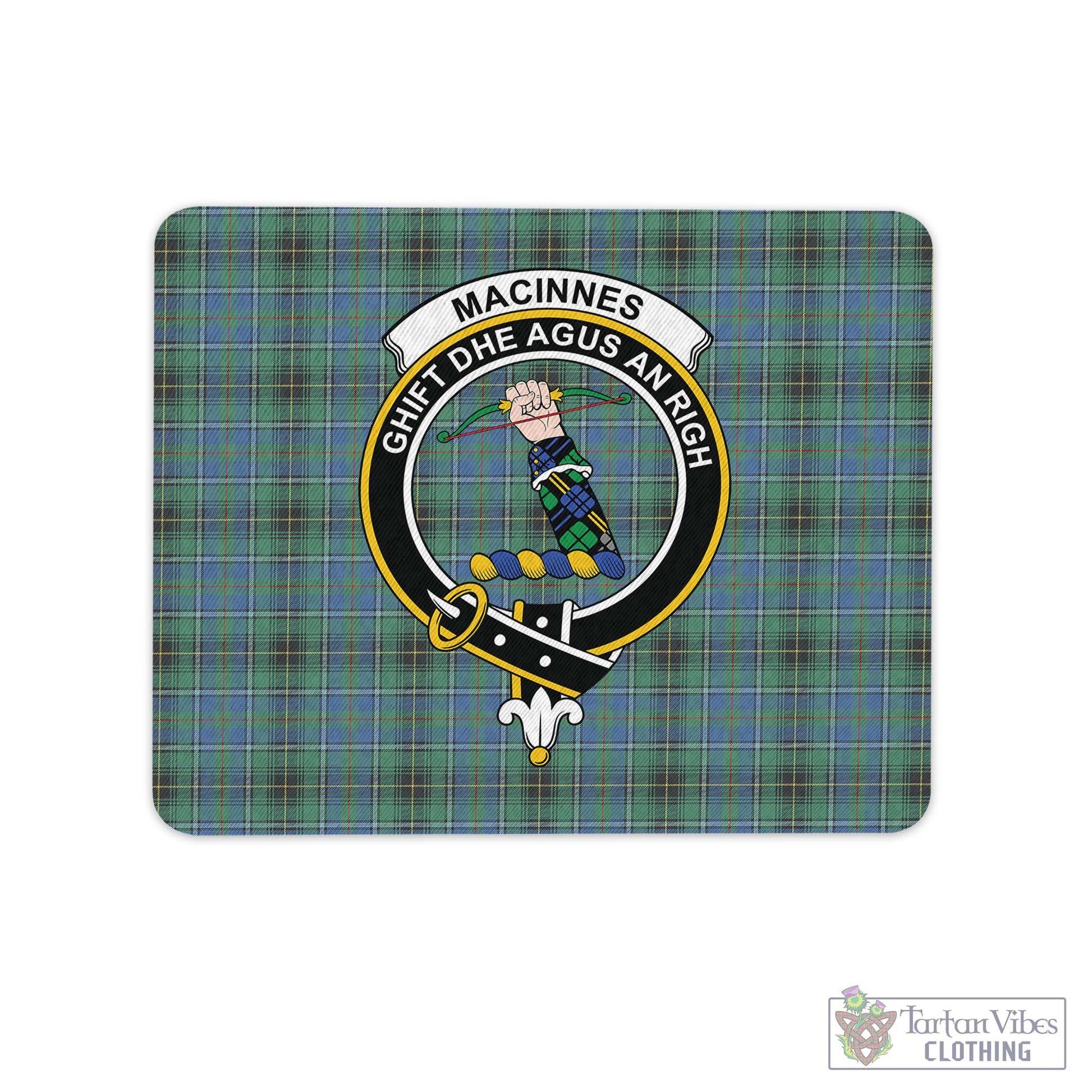 Tartan Vibes Clothing MacInnes Ancient Tartan Mouse Pad with Family Crest