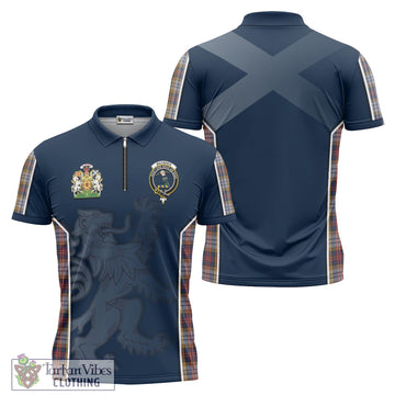MacInnes Ancient Hunting Tartan Zipper Polo Shirt with Family Crest and Lion Rampant Vibes Sport Style