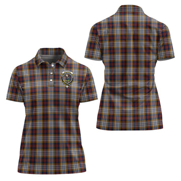 MacInnes Ancient Hunting Tartan Polo Shirt with Family Crest For Women