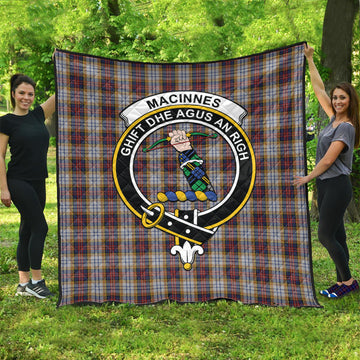 MacInnes Ancient Hunting Tartan Quilt with Family Crest