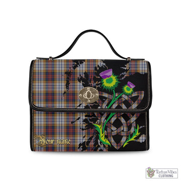 MacInnes Ancient Hunting Tartan Waterproof Canvas Bag with Scotland Map and Thistle Celtic Accents