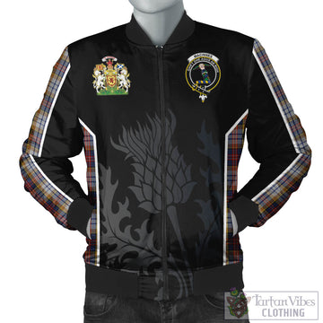 MacInnes Ancient Hunting Tartan Bomber Jacket with Family Crest and Scottish Thistle Vibes Sport Style