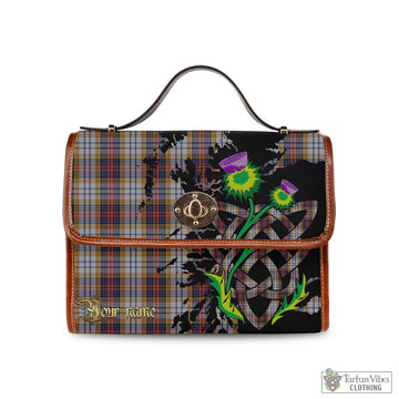 MacInnes Ancient Hunting Tartan Waterproof Canvas Bag with Scotland Map and Thistle Celtic Accents
