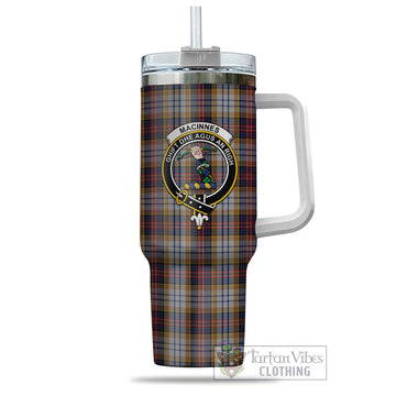 MacInnes Ancient Hunting Tartan and Family Crest Tumbler with Handle