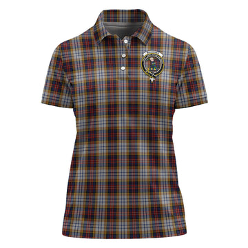 MacInnes Ancient Hunting Tartan Polo Shirt with Family Crest For Women