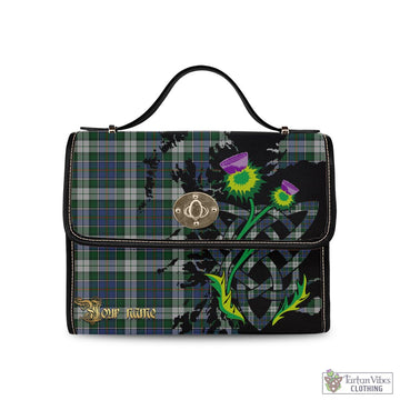 MacInnes Dress Tartan Waterproof Canvas Bag with Scotland Map and Thistle Celtic Accents