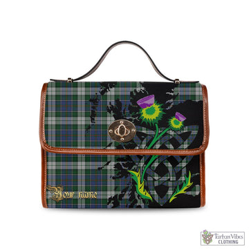 MacInnes Dress Tartan Waterproof Canvas Bag with Scotland Map and Thistle Celtic Accents