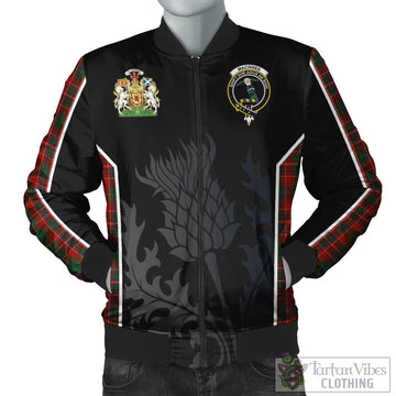 MacInnes Hastie Tartan Bomber Jacket with Family Crest and Scottish Thistle Vibes Sport Style