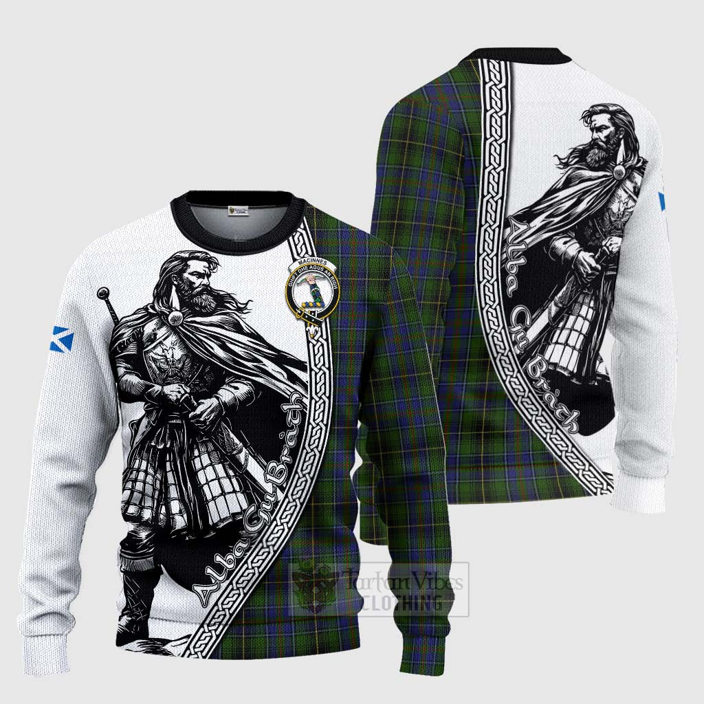 Tartan Vibes Clothing MacInnes (McInnes) Tartan Clan Crest Knitted Sweater with Highlander Warrior Celtic Style