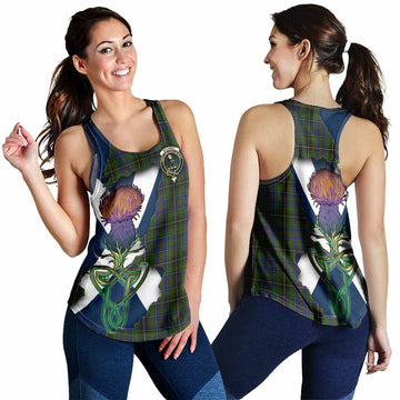 Tartan Vibes Clothing MacInnes (McInnes) Tartan Family Crest Women's Racerback Tanks Scottish Thistle Celtic Inspired