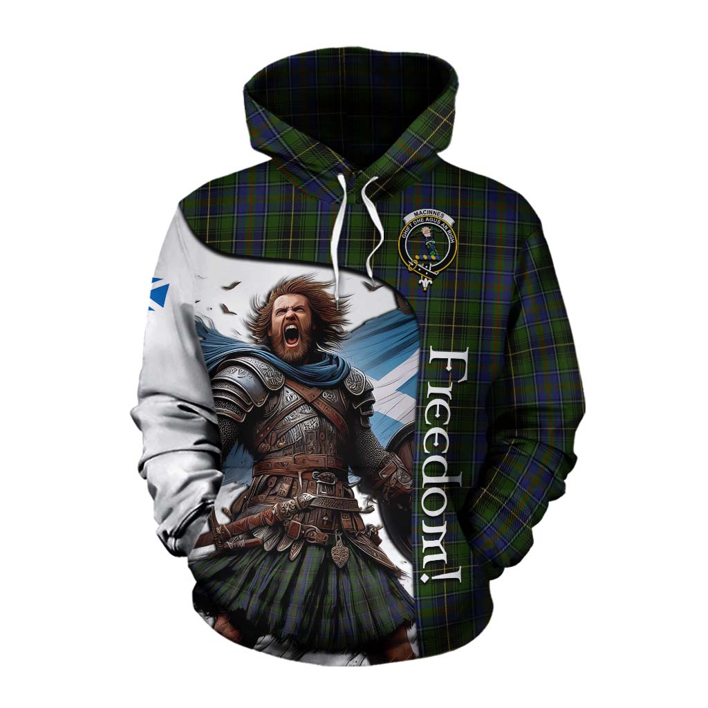 Tartan Vibes Clothing MacInnes (McInnes) Crest Tartan Cotton Hoodie Inspired by the Freedom of Scottish Warrior