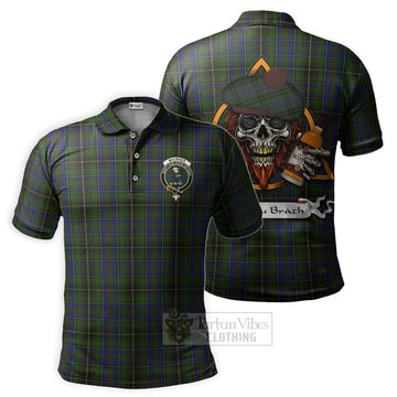 MacInnes (McInnes) Tartan Polo Shirt with Family Crest and Bearded Skull Holding Bottles of Whiskey Kid - Tartan Vibes Clothing