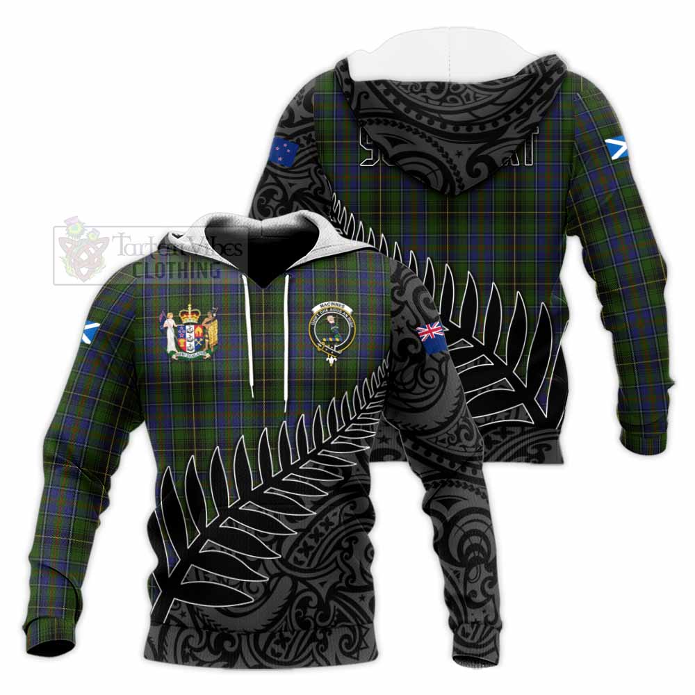 Tartan Vibes Clothing MacInnes (McInnes) Crest Tartan Knitted Hoodie with New Zealand Silver Fern Half Style