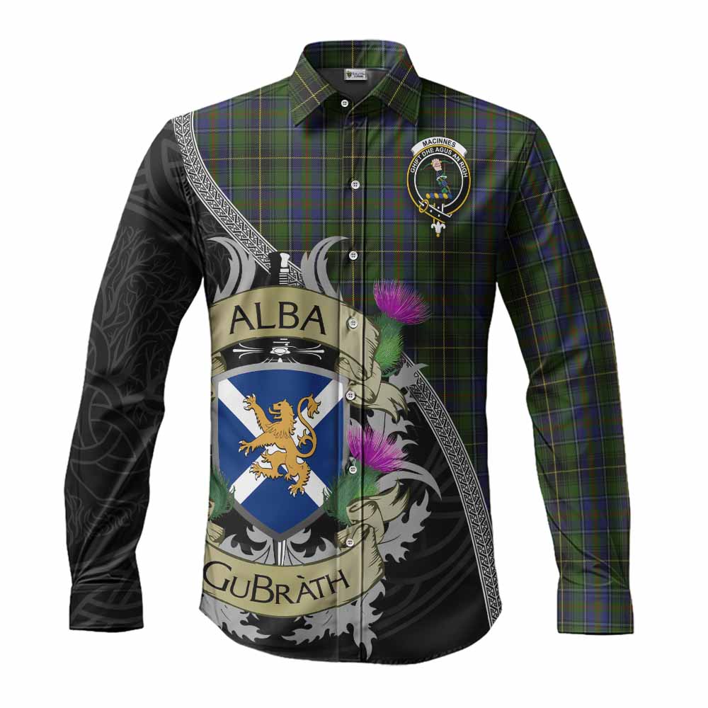 Tartan Vibes Clothing MacInnes (McInnes) Tartan Family Crest Long Sleeve Button Shirt Lion Rampant Royal Thistle Shield Celtic Inspired