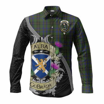 MacInnes (McInnes) Tartan Family Crest Long Sleeve Button Shirt Lion Rampant Royal Thistle Shield Celtic Inspired