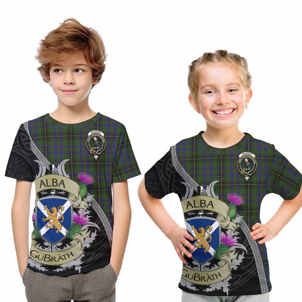 Tartan Vibes Clothing MacInnes (McInnes) Tartan Family Crest Kid T-Shirt Lion Rampant Royal Thistle Shield Celtic Inspired
