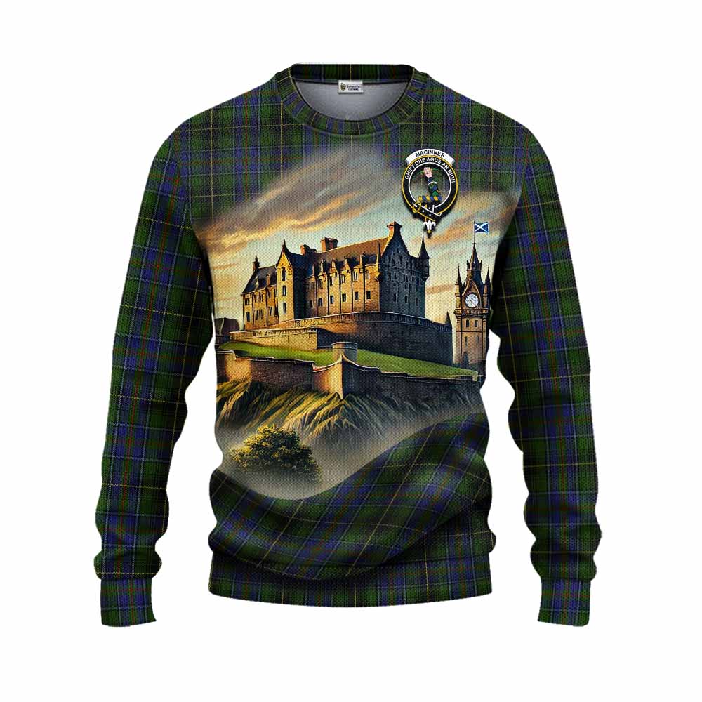Tartan Vibes Clothing MacInnes (McInnes) Tartan Family Crest Knitted Sweater with Scottish Ancient Castle Style