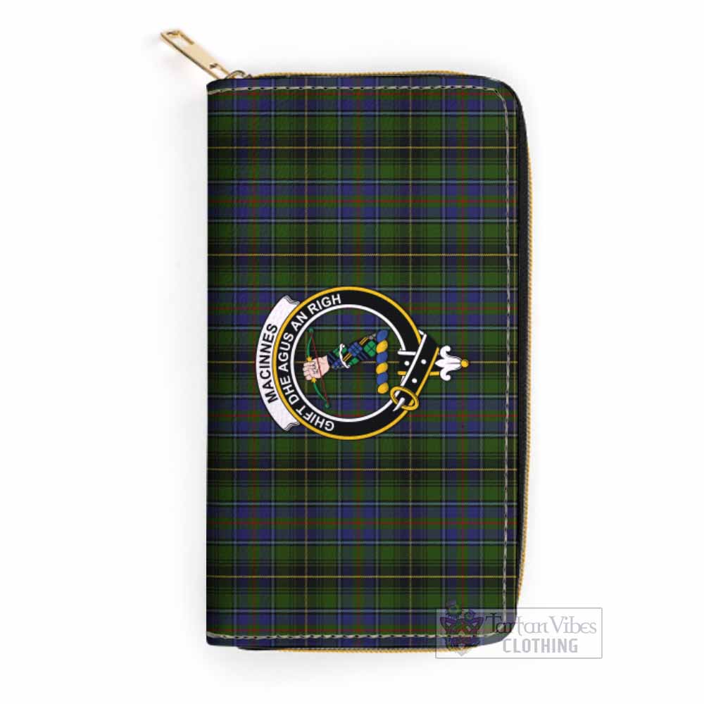 Tartan Vibes Clothing MacInnes (McInnes) Tartan Women's Leather Wallet with Family Crest
