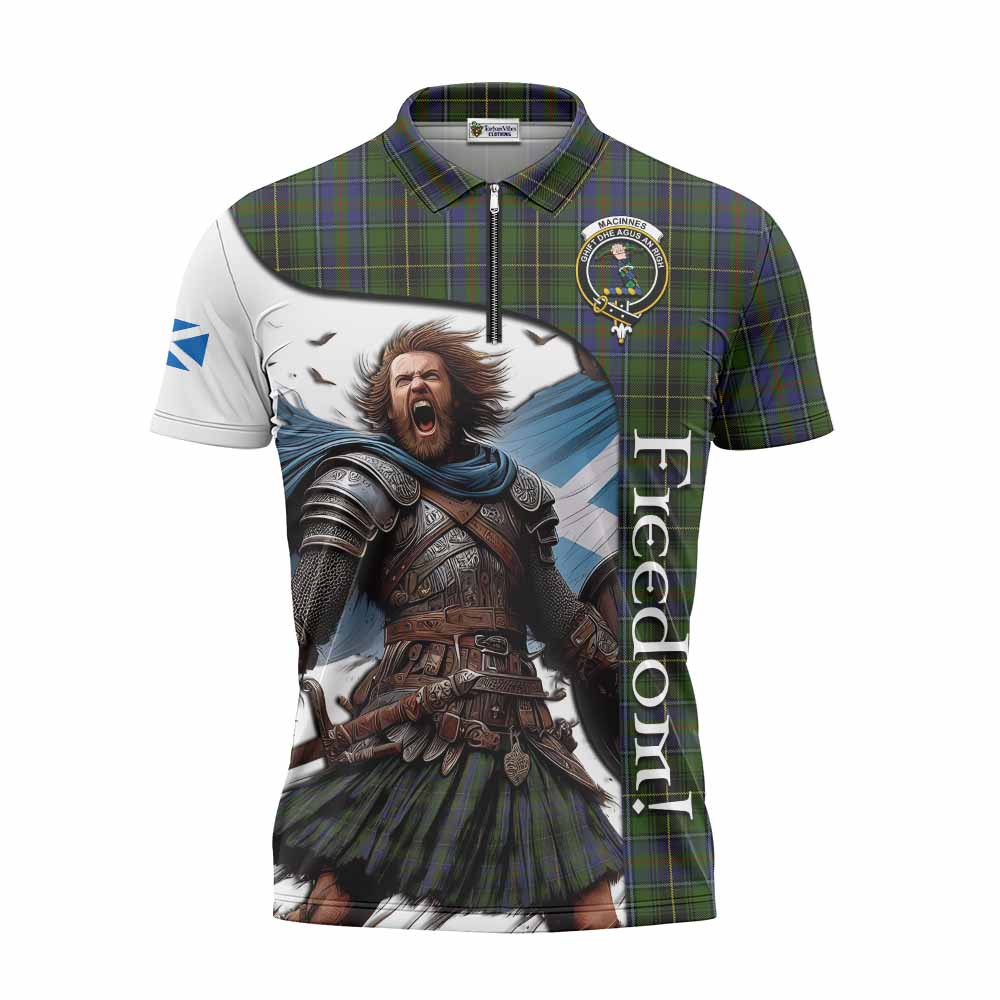 Tartan Vibes Clothing MacInnes (McInnes) Crest Tartan Zipper Polo Shirt Inspired by the Freedom of Scottish Warrior