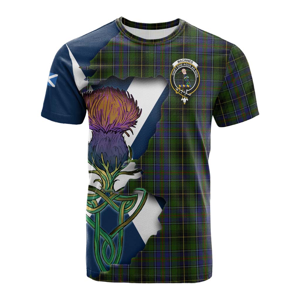 Tartan Vibes Clothing MacInnes (McInnes) Tartan Family Crest Cotton T-shirt Scottish Thistle Celtic Inspired
