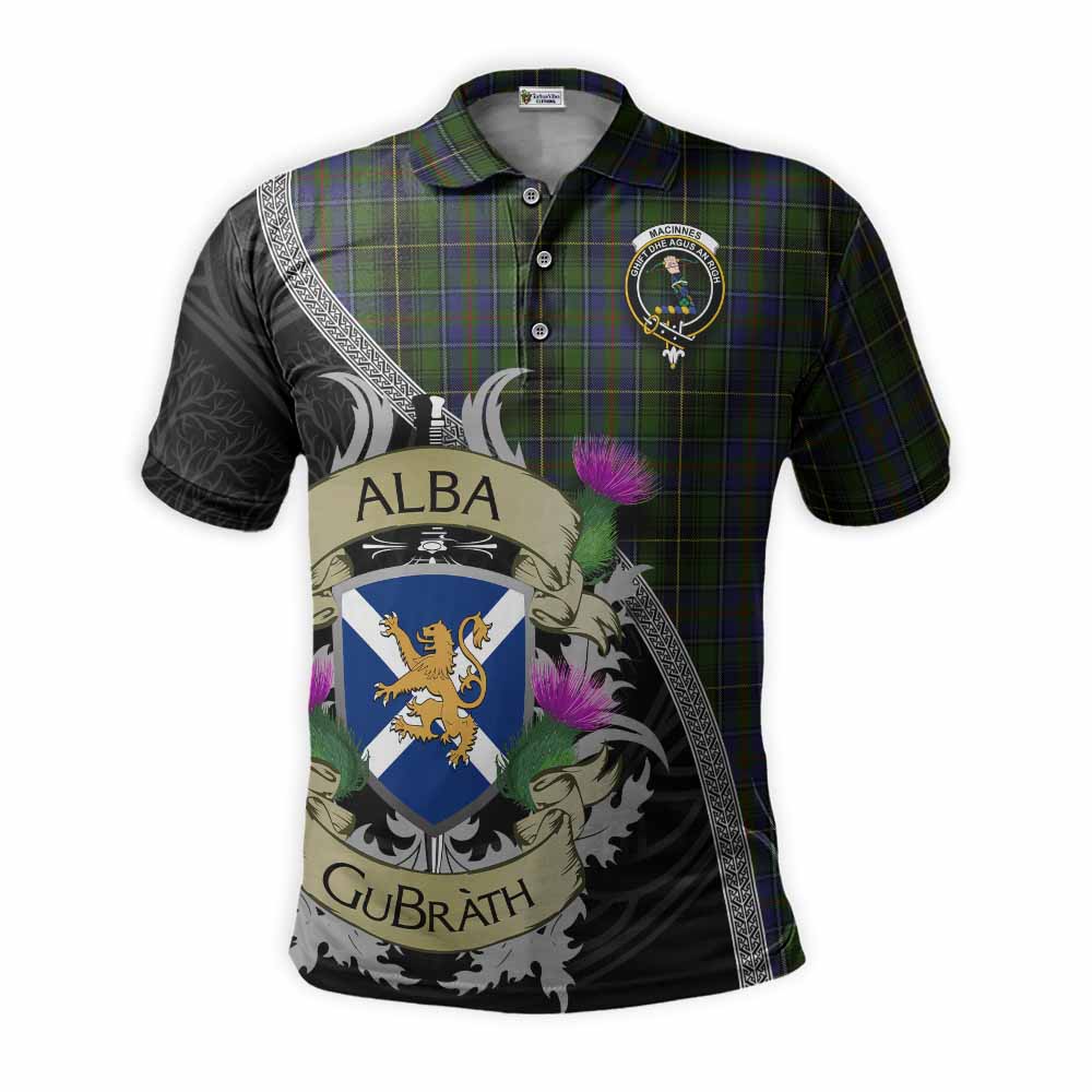 Tartan Vibes Clothing MacInnes (McInnes) Tartan Family Crest Polo Shirt Lion Rampant Royal Thistle Shield Celtic Inspired