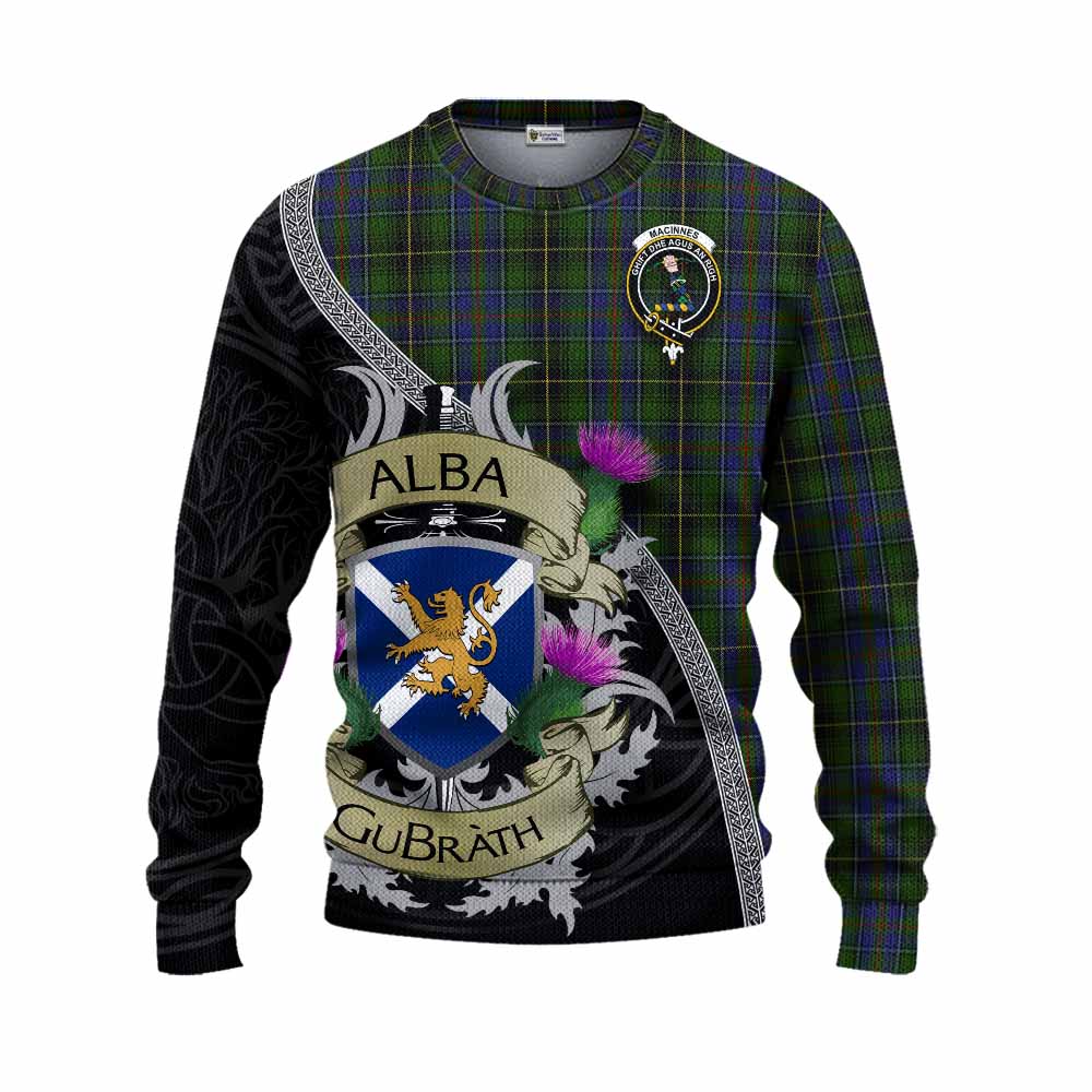 Tartan Vibes Clothing MacInnes (McInnes) Tartan Family Crest Knitted Sweater Lion Rampant Royal Thistle Shield Celtic Inspired