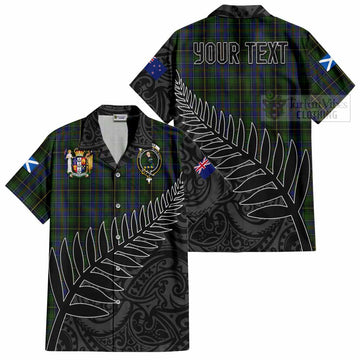 MacInnes (McInnes) Crest Tartan Hawaiian Shirt with New Zealand Silver Fern Half Style
