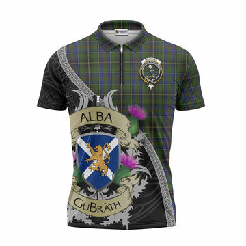 MacInnes (McInnes) Tartan Family Crest Zipper Polo Shirt Lion Rampant Royal Thistle Shield Celtic Inspired
