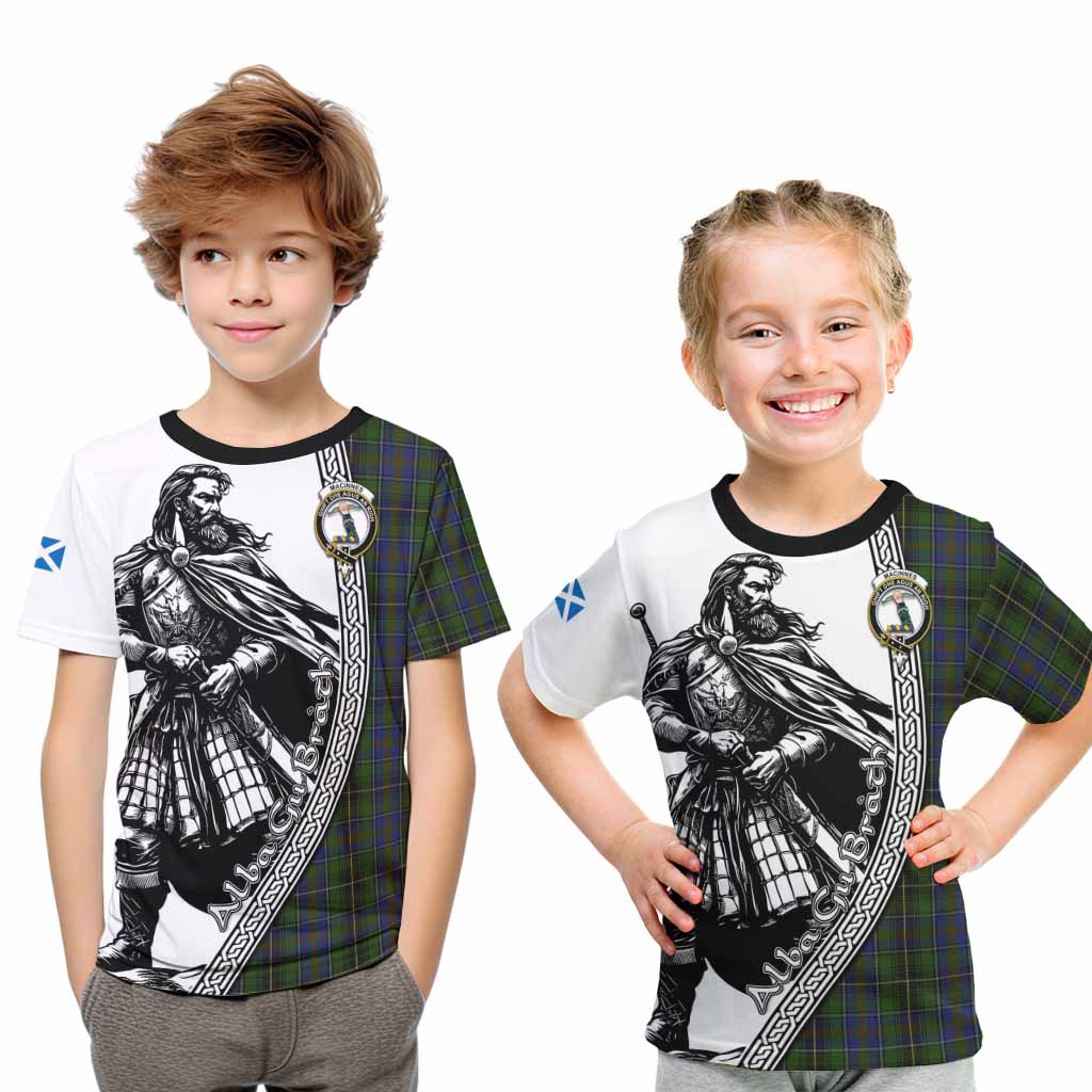 MacInnes (McInnes) Tartan Clan Crest Kid T-Shirt with Highlander Warrior Celtic Style